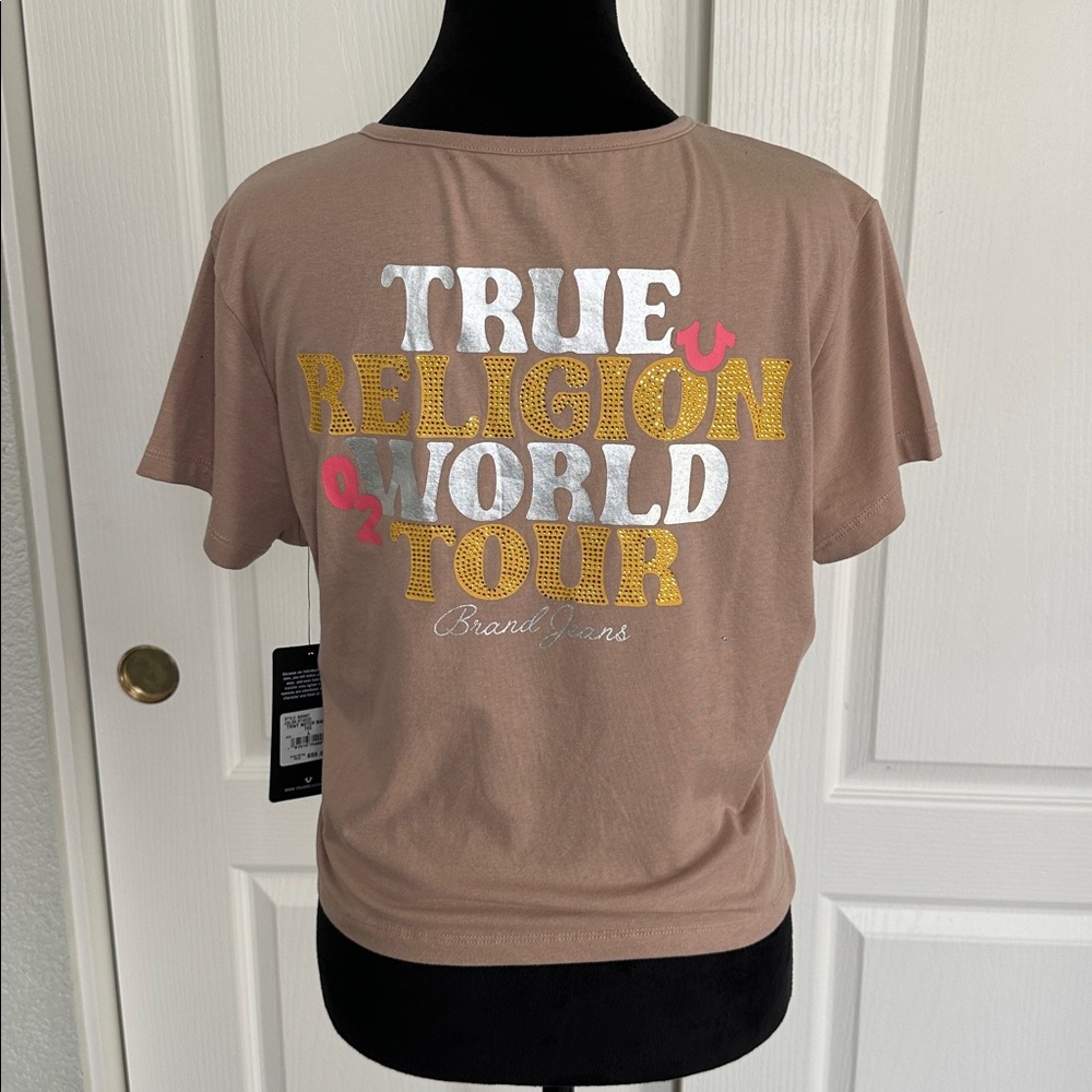 True Religion Women's Light Brown Short Sleeve Tee - Picture 5 of 7